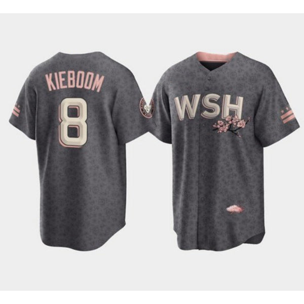 Baseball Jersey | Washington Nationals #8 Carter Kieboom 2022 Grey City Connect Cherry Blossom Stitched Cool - image 1