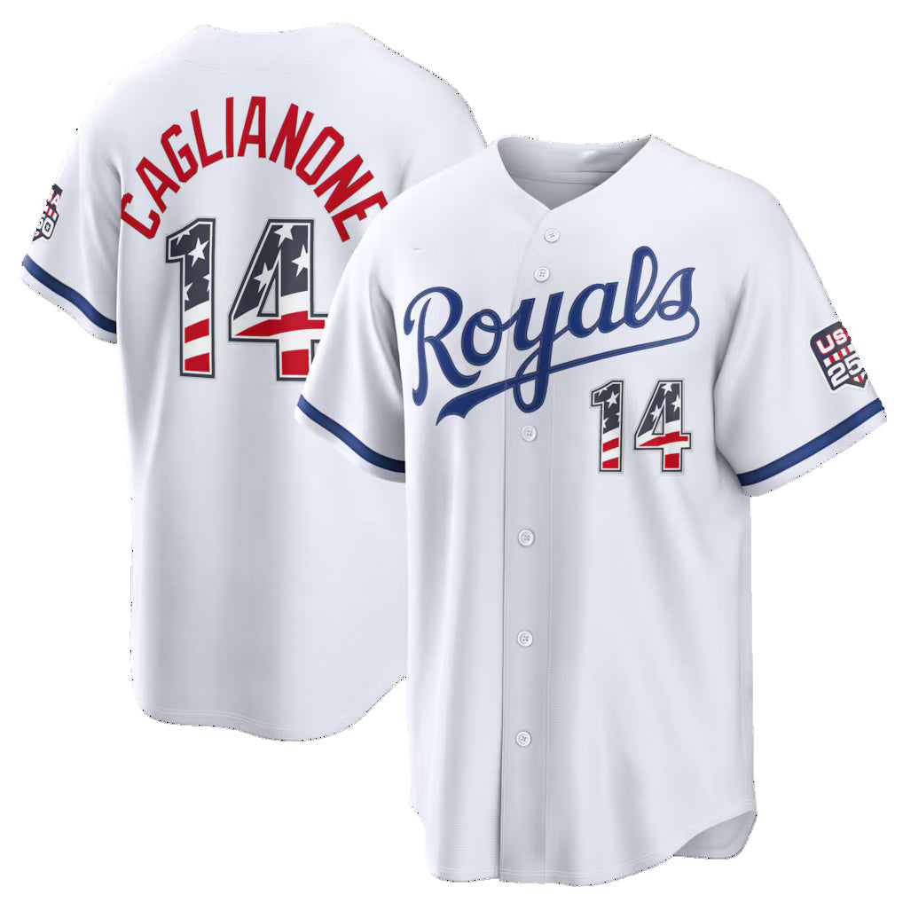 Baseball Jersey | Kansas City Royals #14 Jac Caglianone USA 250 Fourth of July Home Stadium Jersey - White Puhics - image 1