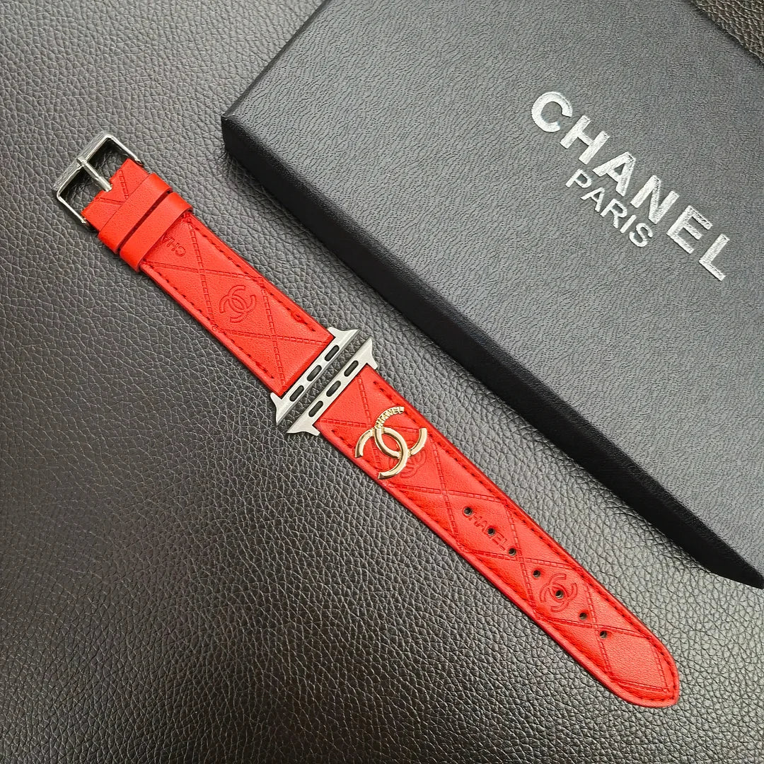 Gold Monogram 3D Embossed Leather Apple Watch Strap - product view 2