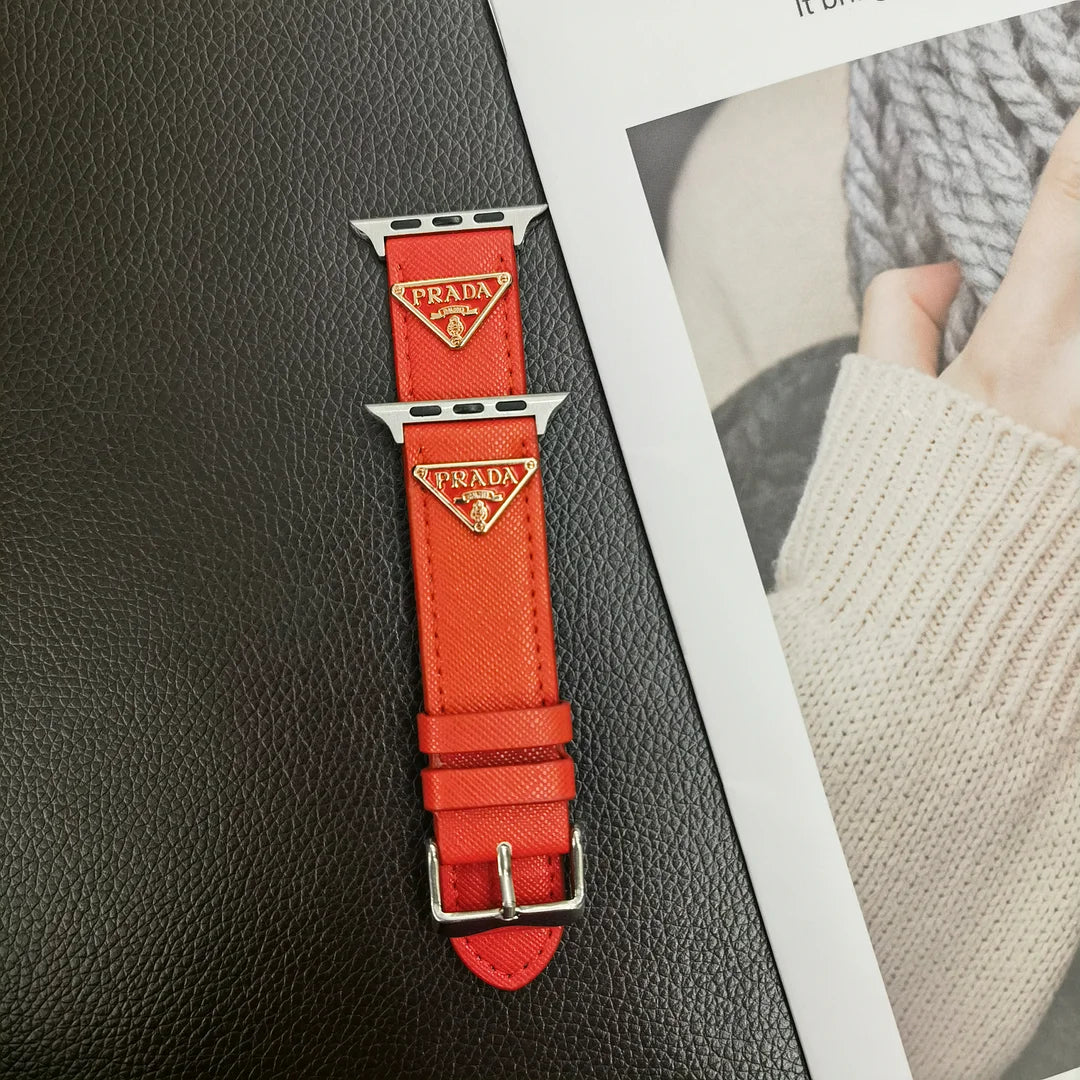 Double Triangle Monogram Label Leather Apple Watch Band - product view 9