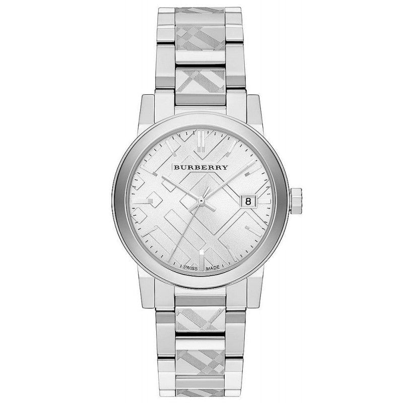 Burberry The City Engraved Checked Steel 38mm Watch - product view 1