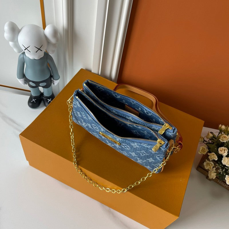 LLP08 Leather bag 24.5-13.5-6.5CM Denim Bags