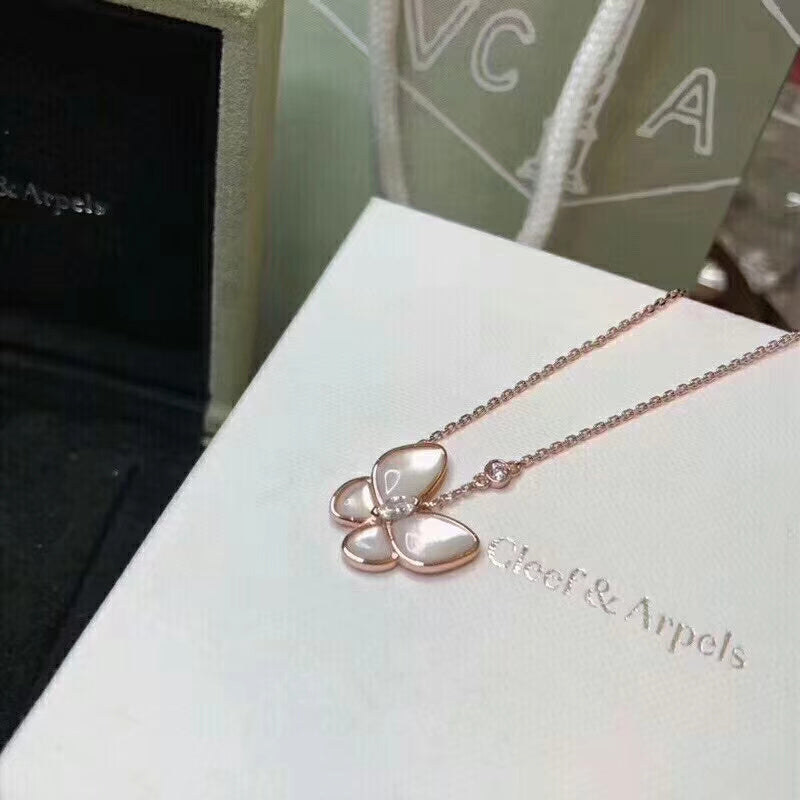 AVSN8   Women's butterfly white fritillary necklace jewelry