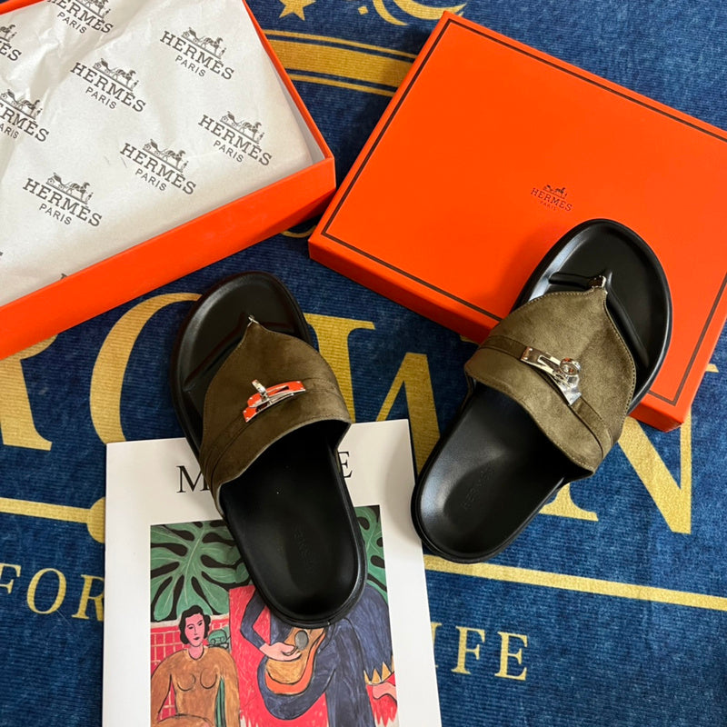 MJHS14 Leather slippers Women shoes 35-42 With box