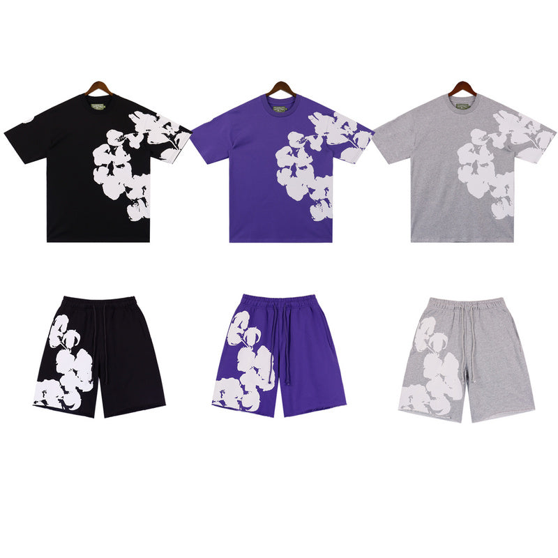 MMC7 New Cotton Flower Summer Short sleeved Top+Short sleeved Clothes