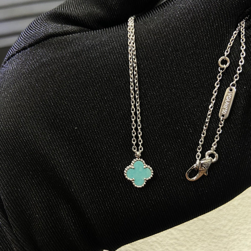 AVSN2  Mini Sky River color four-leaf clover necklace jewelry