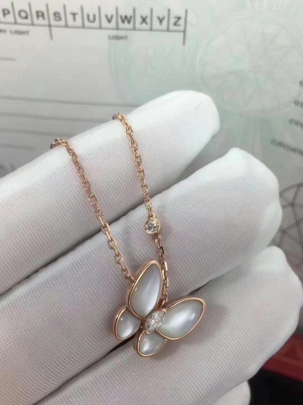 AVSN8   Women's butterfly white fritillary necklace jewelry