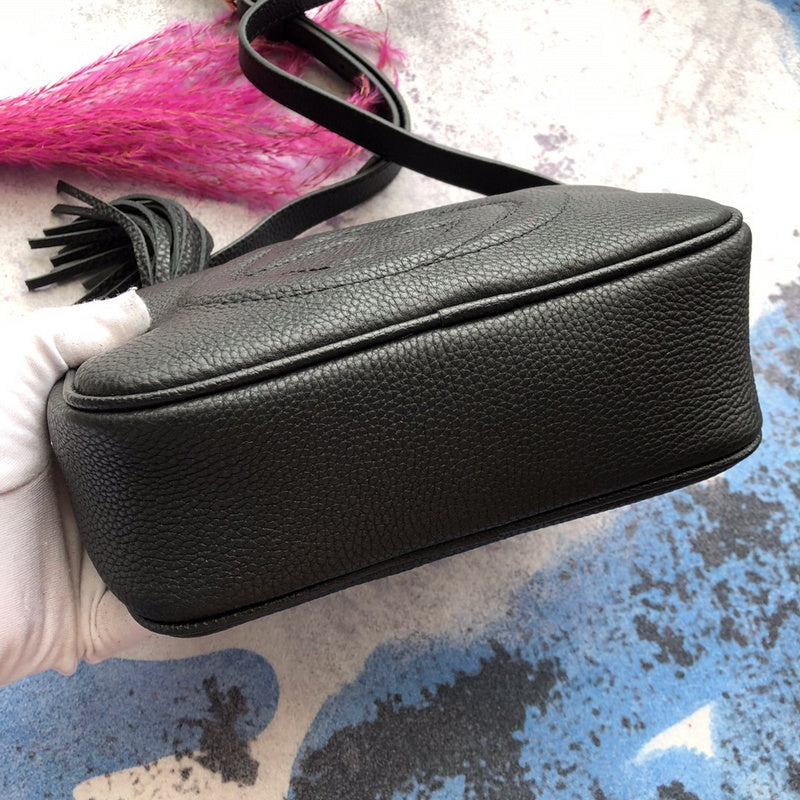 GGP76 leather Ladies black camera 21-15-7cm bag