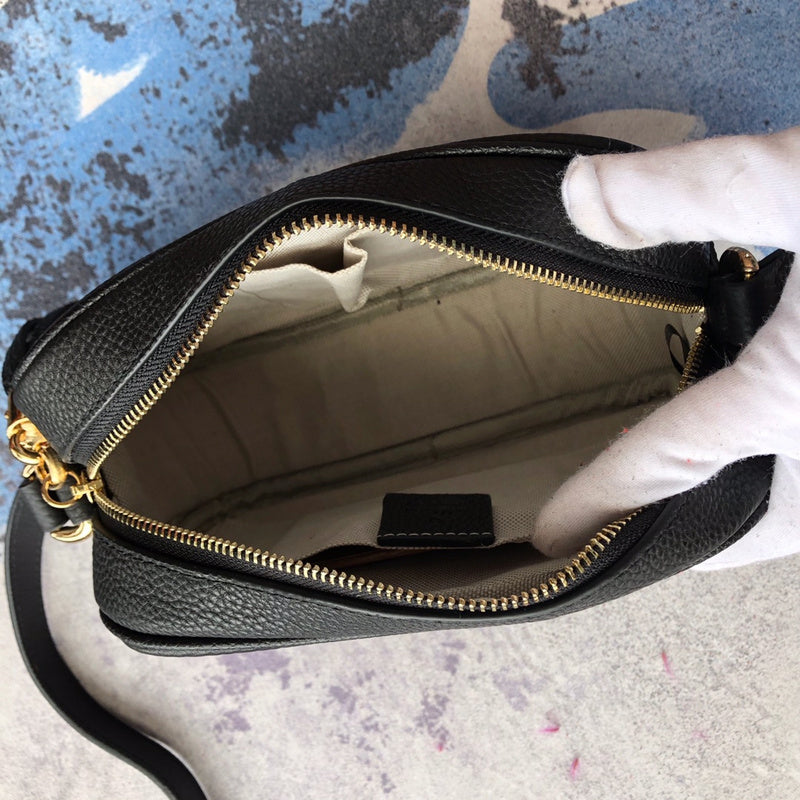 GGP76 leather Ladies black camera 21-15-7cm bag