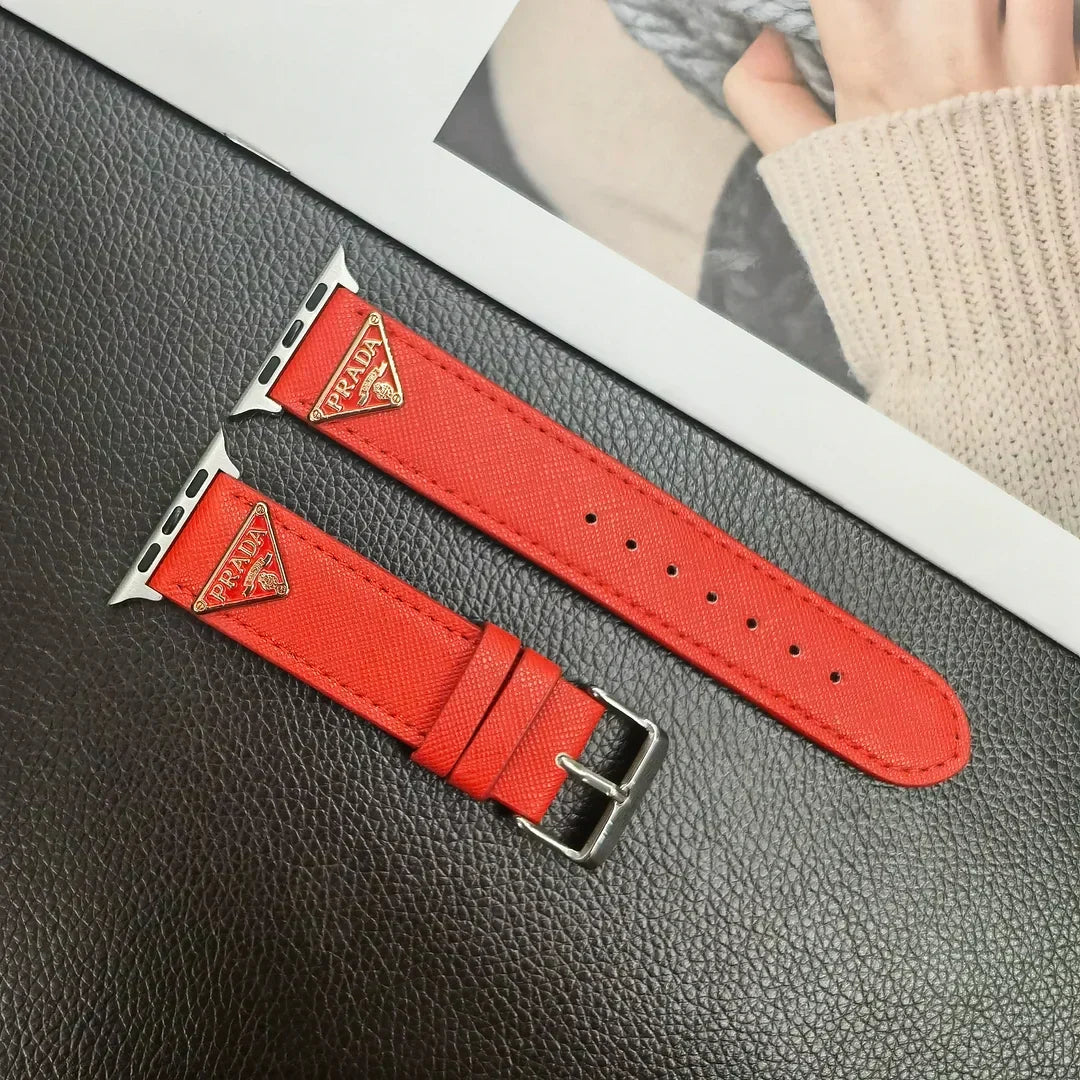 Double Triangle Monogram Label Leather Apple Watch Band - product view 16