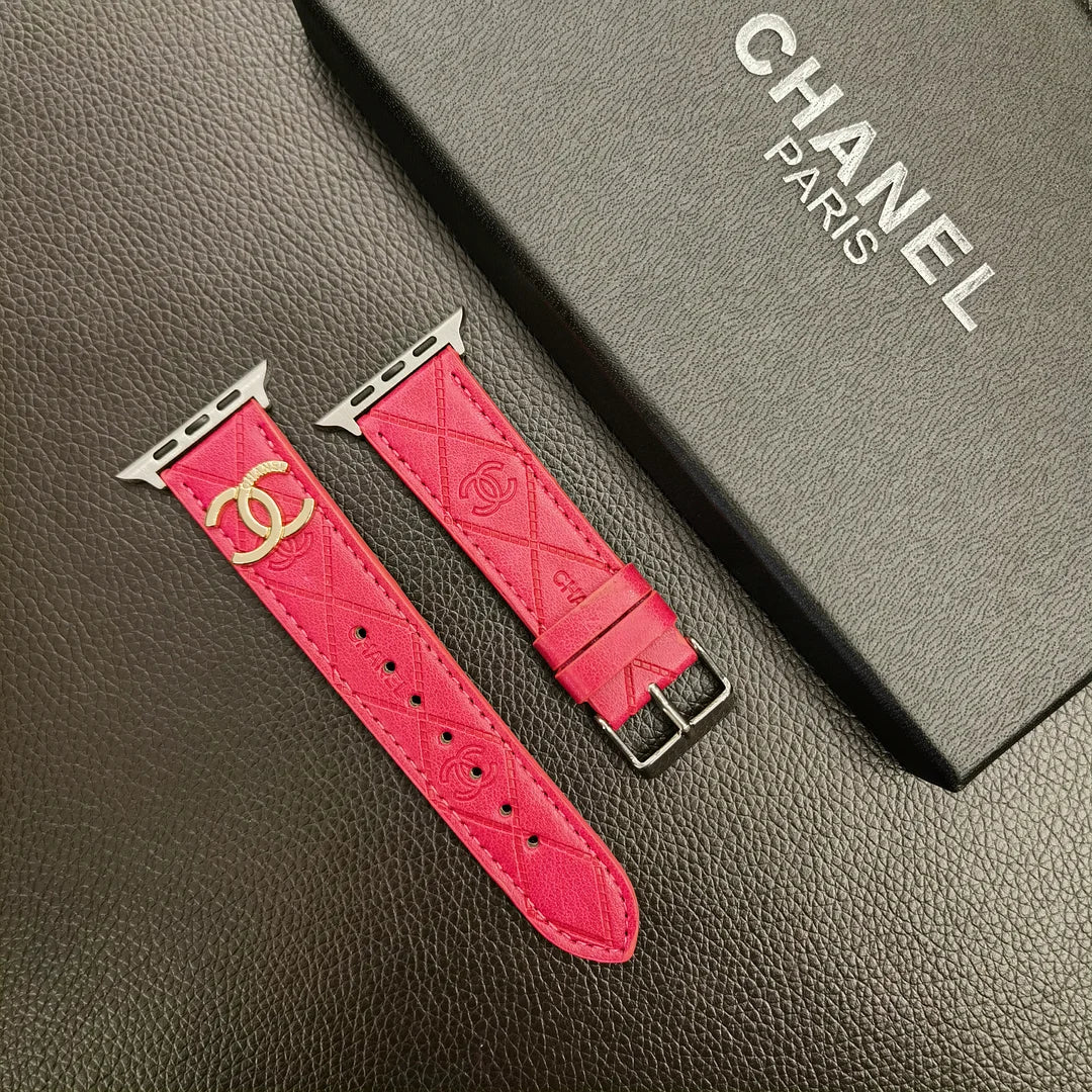 Gold Monogram 3D Embossed Leather Apple Watch Strap - product view 19