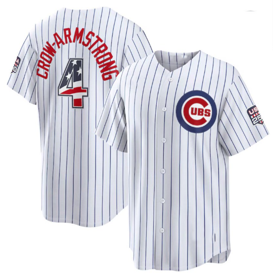 Baseball Jersey | Chicago Cubs #4 Pete Crow-Armstrong USA 250 Fourth of July Home Stadium Jersey - White Puhics - image 1