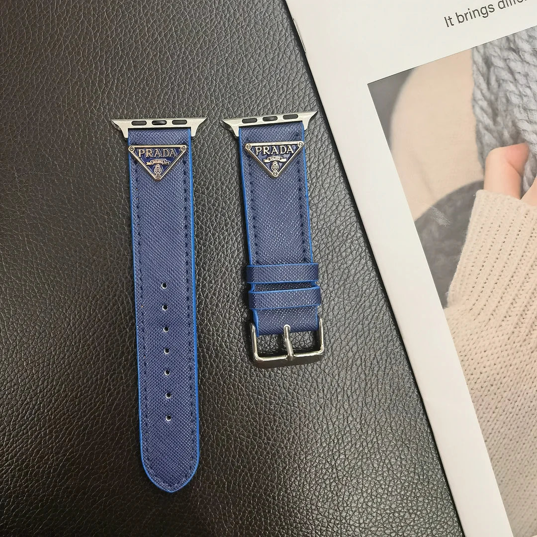 Double Triangle Monogram Label Leather Apple Watch Band - product view 8