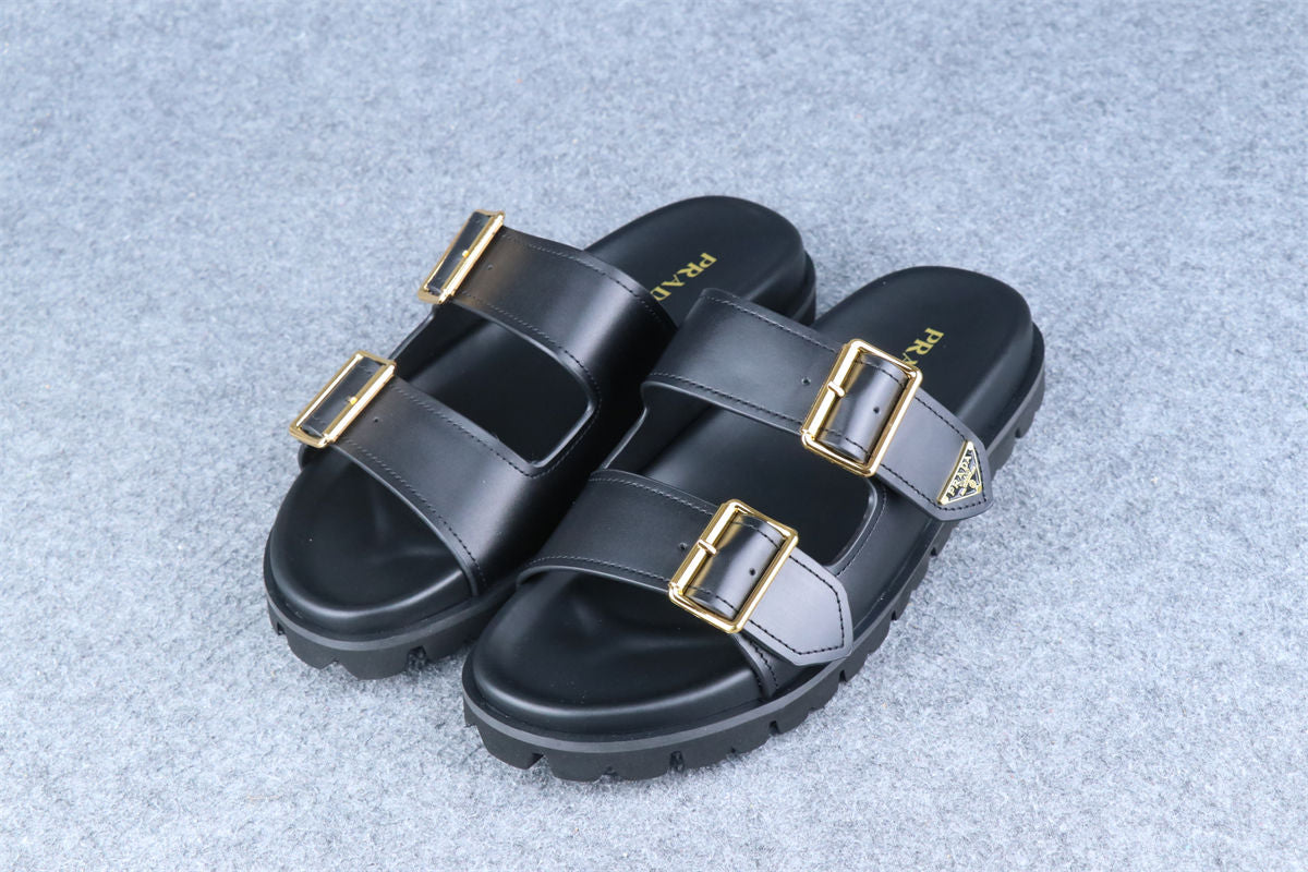 Prada Leather Dual-Buckle Slide Sandals - product view 10