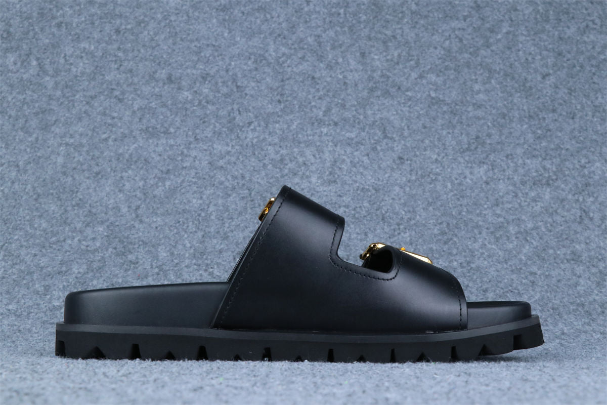 Prada Leather Dual-Buckle Slide Sandals - product view 2