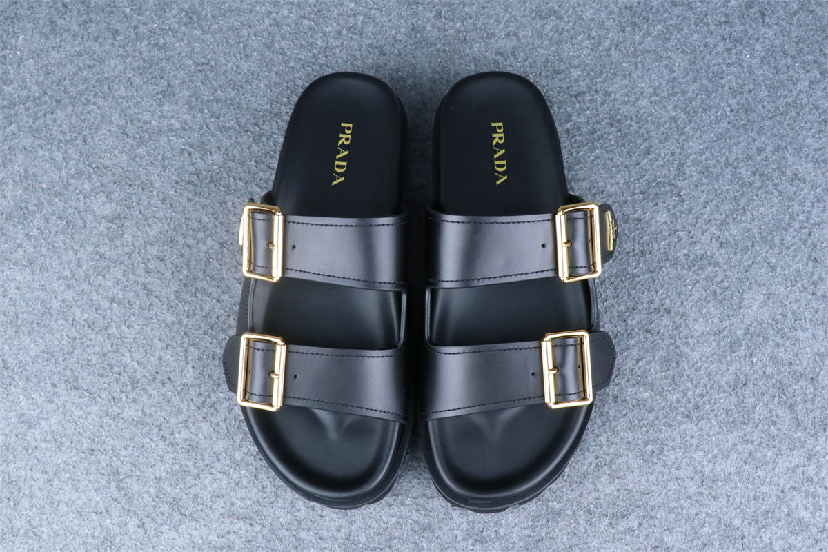 Prada Leather Dual-Buckle Slide Sandals - product view 9
