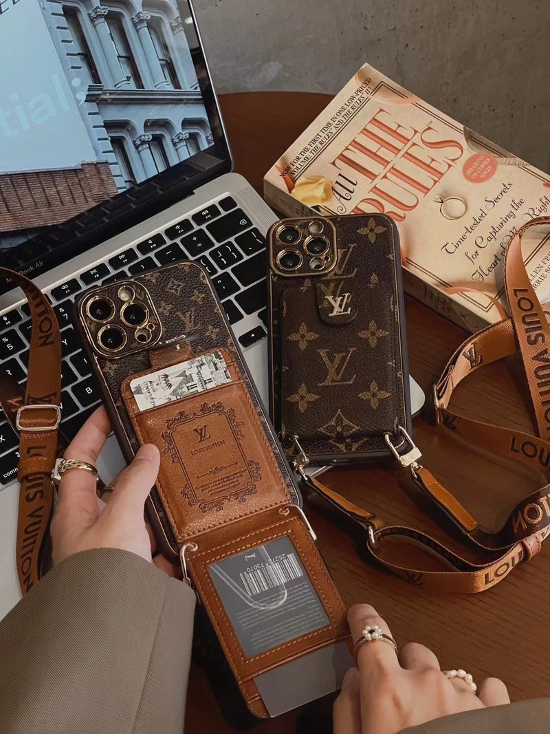 Advanced leather iPhone Case With Card Wallet And Strap - product view 6