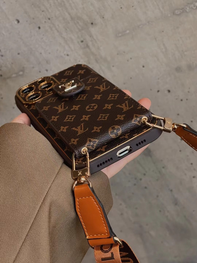 Advanced leather iPhone Case With Card Wallet And Strap - product view 3