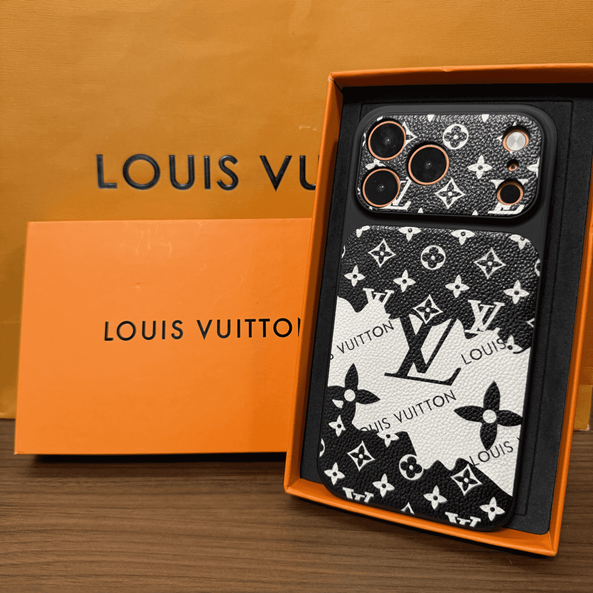 Illustration-Style Monogram Leather iPhone Case - product view 2