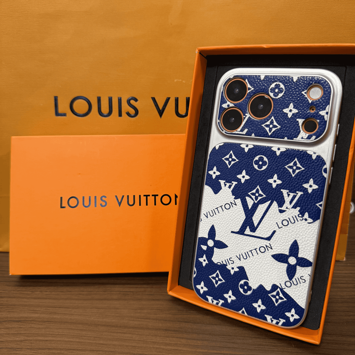 Illustration-Style Monogram Leather iPhone Case - product view 3