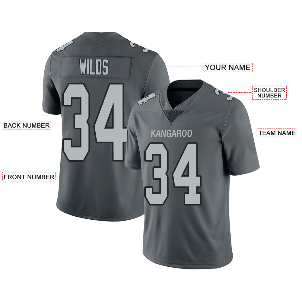 American Football Jersey | Custom L.Raiders Stitched American Football Jerseys Personalize Birthday Gifts Grey Jersey - image 3