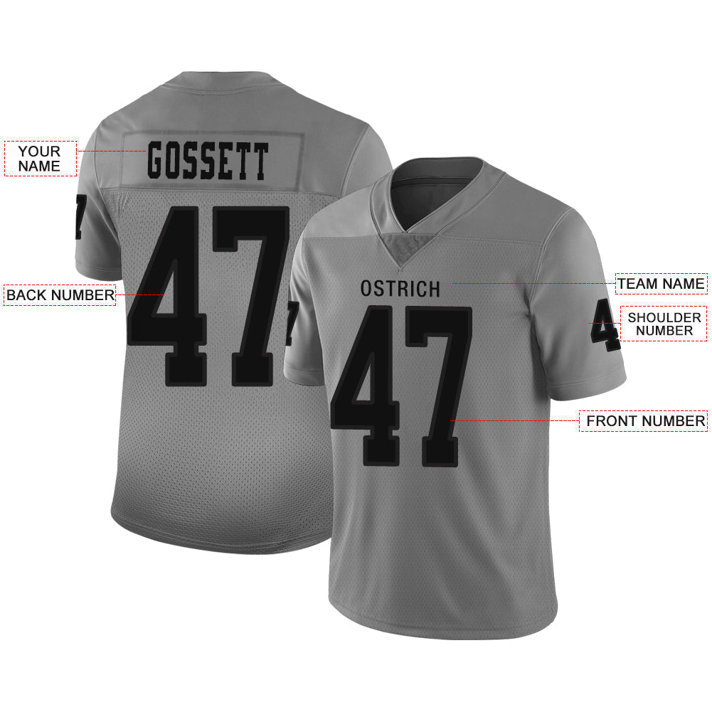 American Football Jersey | Custom L.Raiders Stitched American Football Jerseys Personalize Birthday Gifts Grey Jersey - image 2