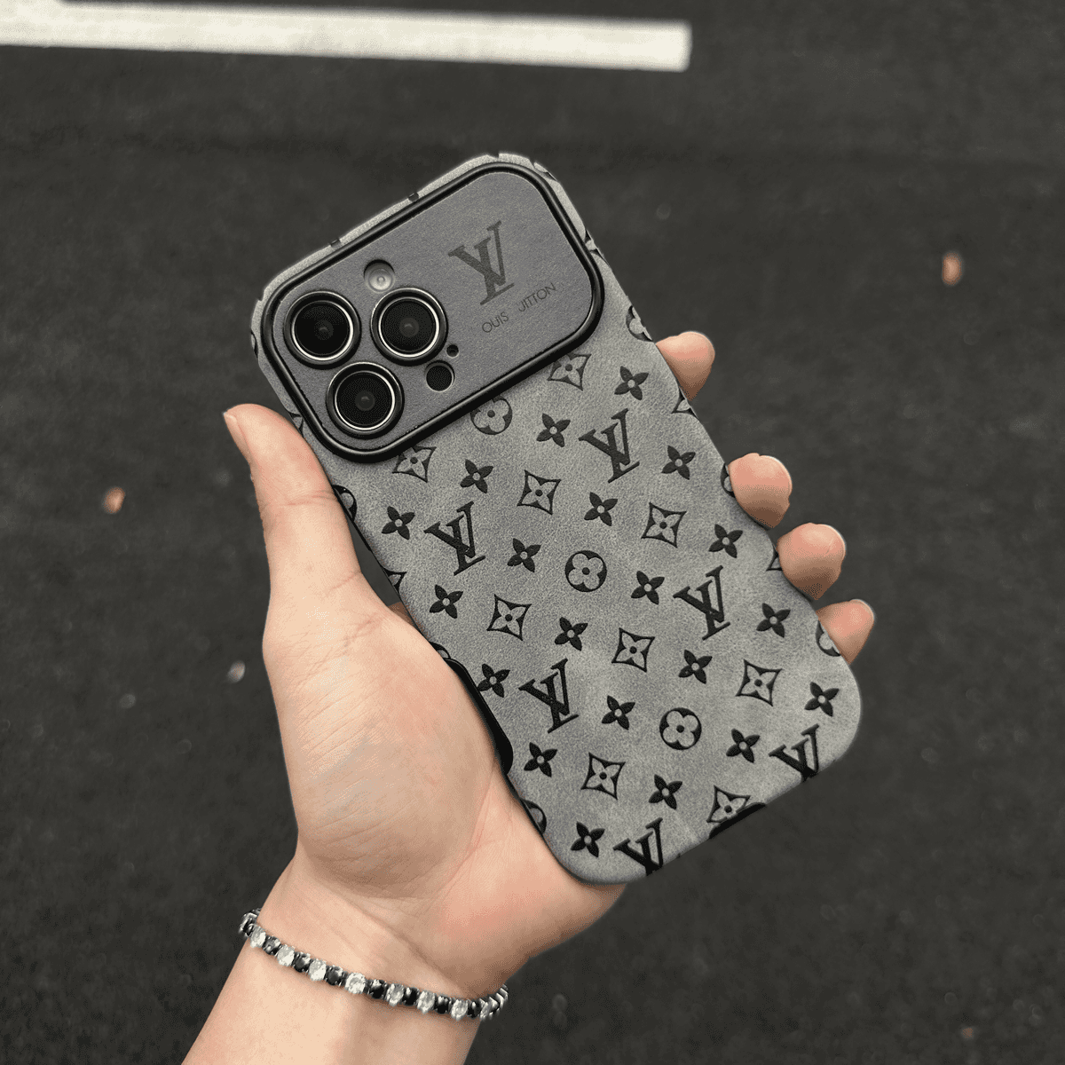 Brown & Black Color Leather iPhone Case - product view 17